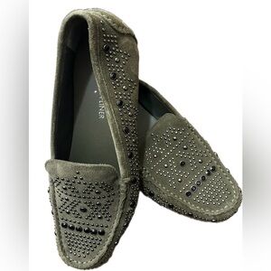 Donald J Pliner Suede Studded Loafers, Women’s Size 7.5M, Olive Green